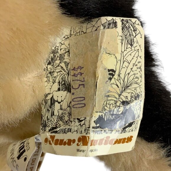 Aux Nations Plush German Shepherd Dog Stuffed Animal Seated Tan Black France - Picture 8 of 11